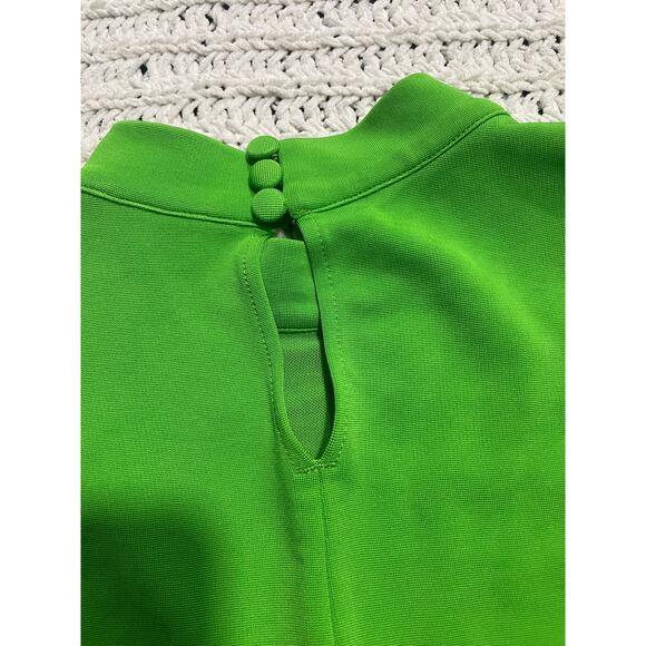 & Other Stories One Sleeve Mini Bodycon Dress Slinky Sz Small Draped Lime Green - Picture 6 of 11